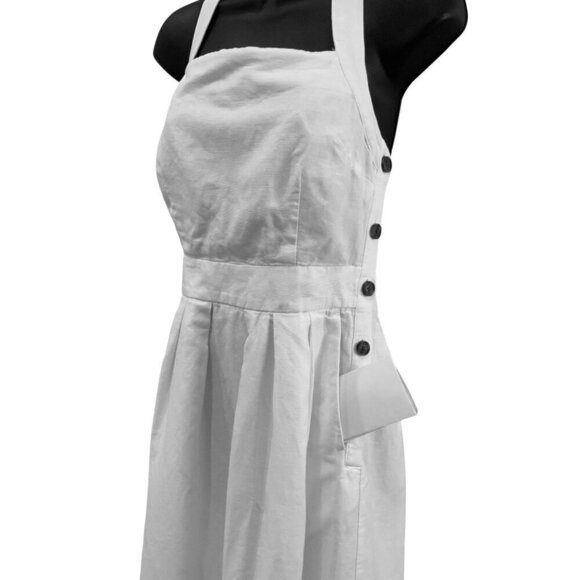 Gap dress halter or straps size 4 white pockets side buttons cotton linen - Picture 3 of 10